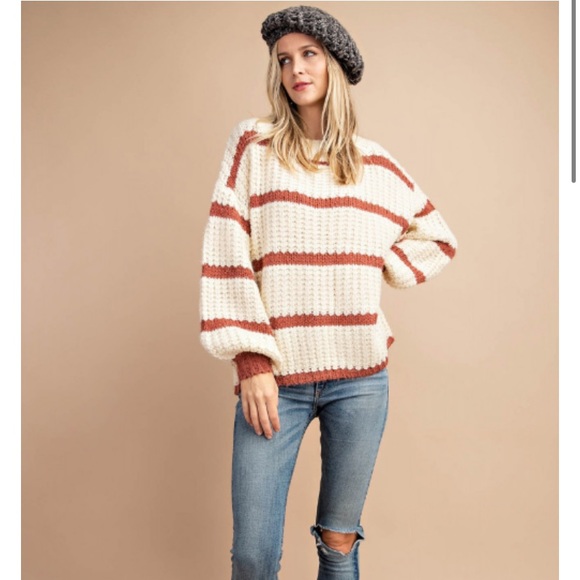 Striped Chunky Knit Sweater - Picture 1 of 4
